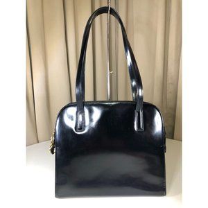 Salvatore Ferragamo Gancini Black Leather Top Handle Large Tote Shoulder Bag